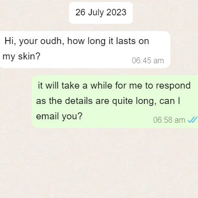 How long does Agarwood oil (Oud) last on your skin?