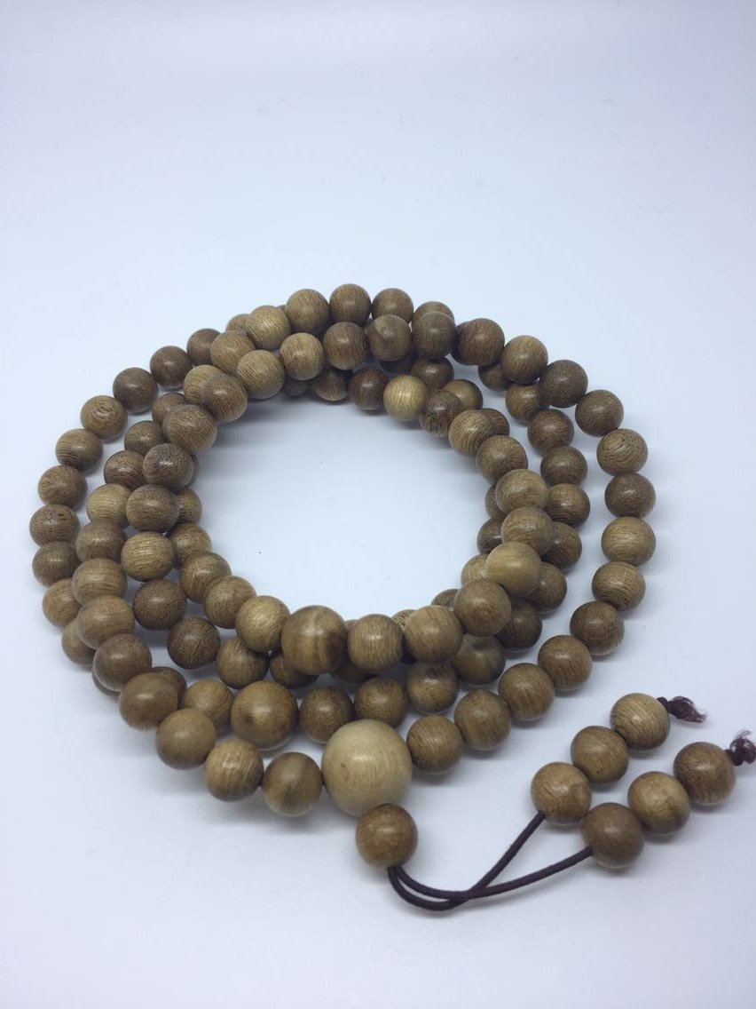 SOLD- The Radiant Wild Agarwood (gaharu) 108 mala necklace -