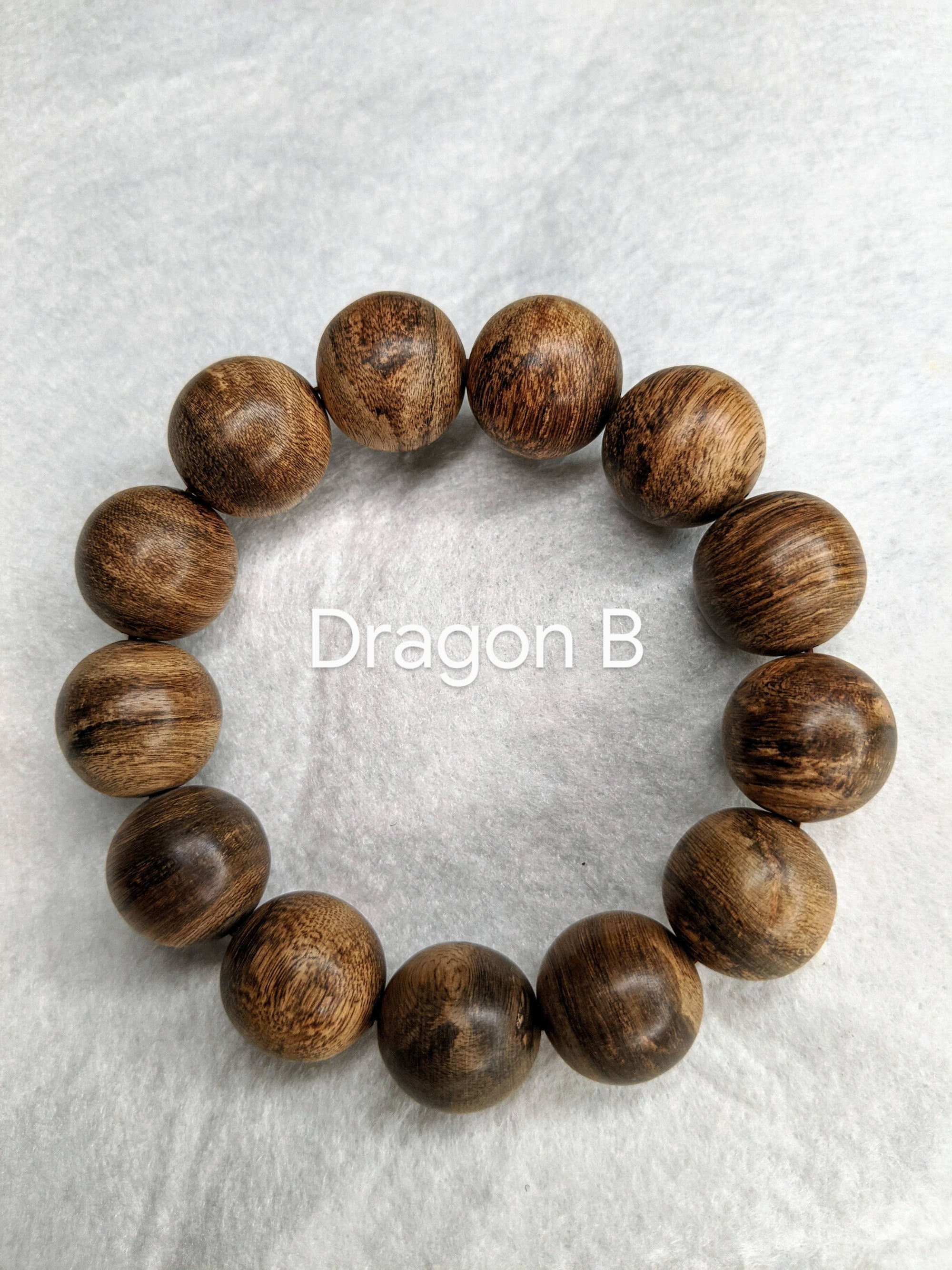 Double Dragon SL Wild Agarwood Bracelet 13 beads 18mm 29g - Dragon B