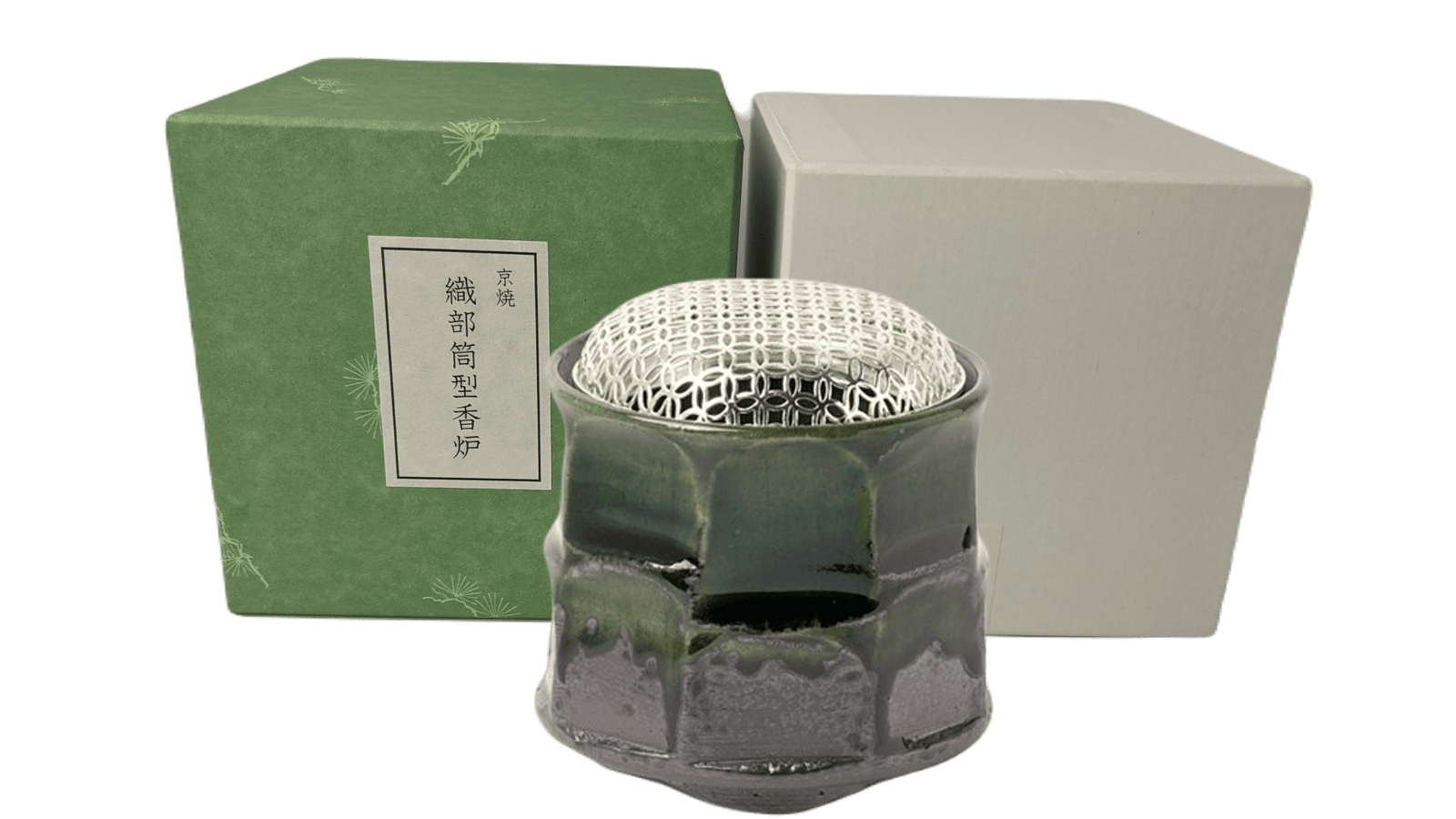 Shoyeido Porcelain Incense Burner Sumi and Oribe Green -