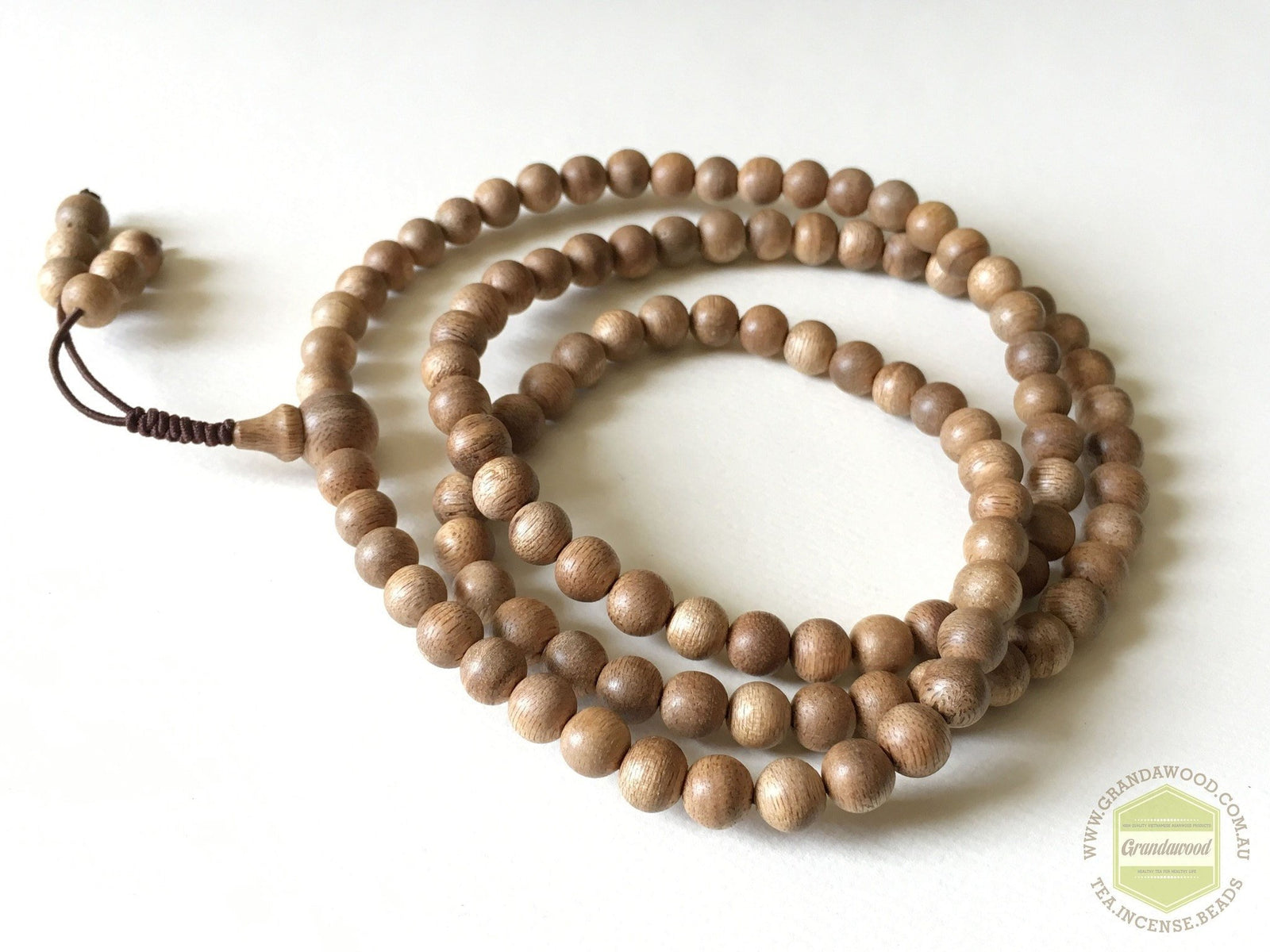 Young Vietnamese Cultivated Agarwood Mala beads 108 - Snake knot