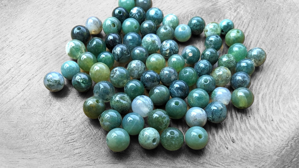 Moss agate 3A-grade beads 6mm, 8mm and 10mm