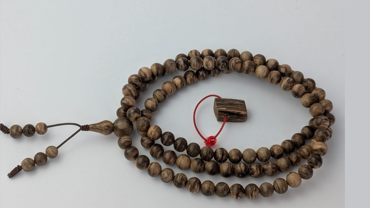 STK108 - 108 串念珠，采用塔拉坎野生沉香制成，6 毫米和 8 毫米
