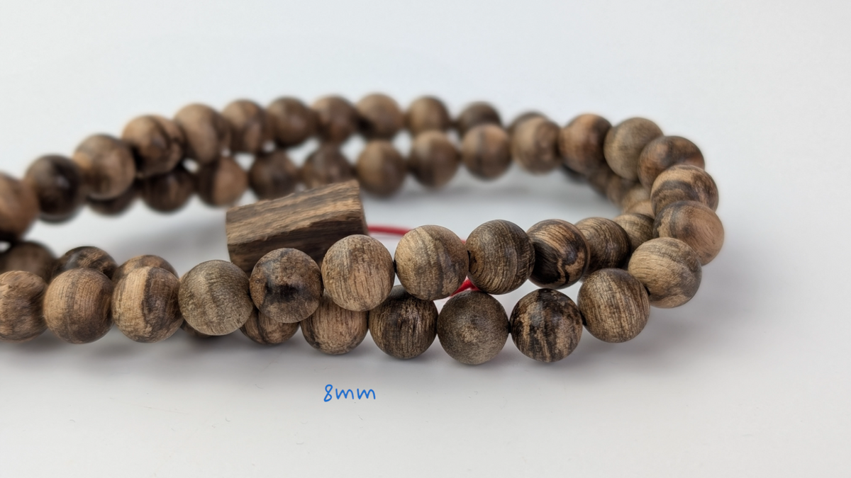 STK108 - 108 串念珠，采用塔拉坎野生沉香制成，6 毫米和 8 毫米