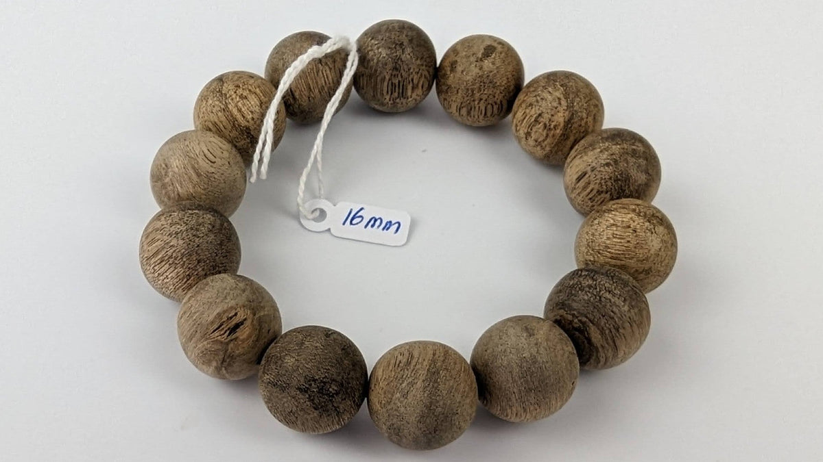 Beads WMB  Wild Merauke Agarwood bracelet 21 g light-polished 14 beads 16mm
