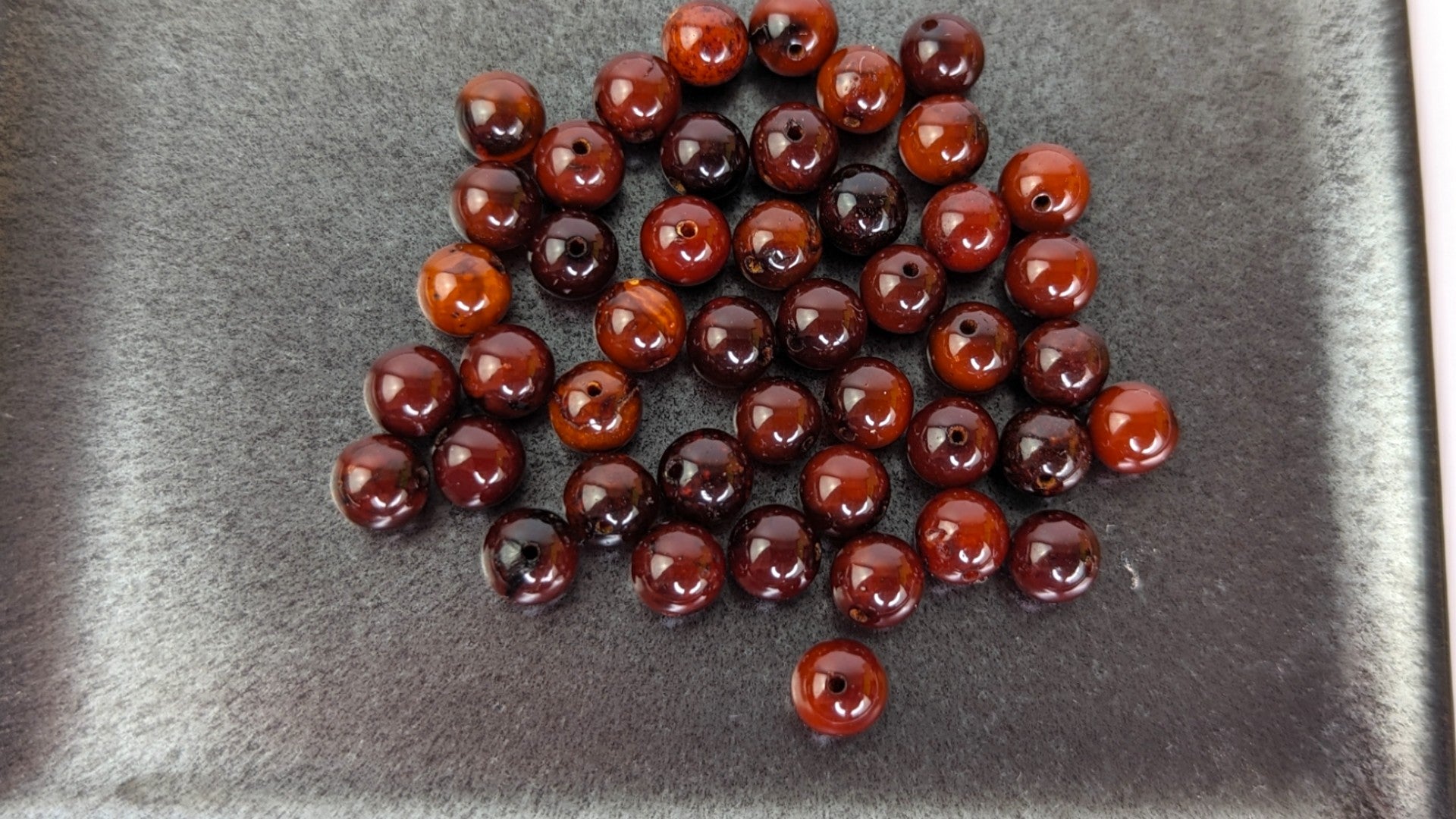 Dark Cherry Baltic Amber beads- 6mm