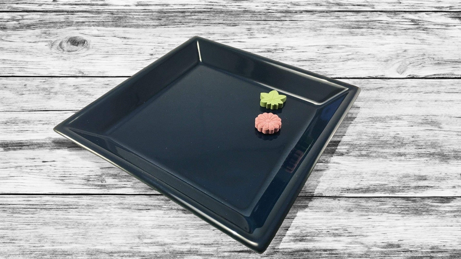 Incense accessories Incense Tray  Ceramic Square  (Blue/ Black) by Shoyeido