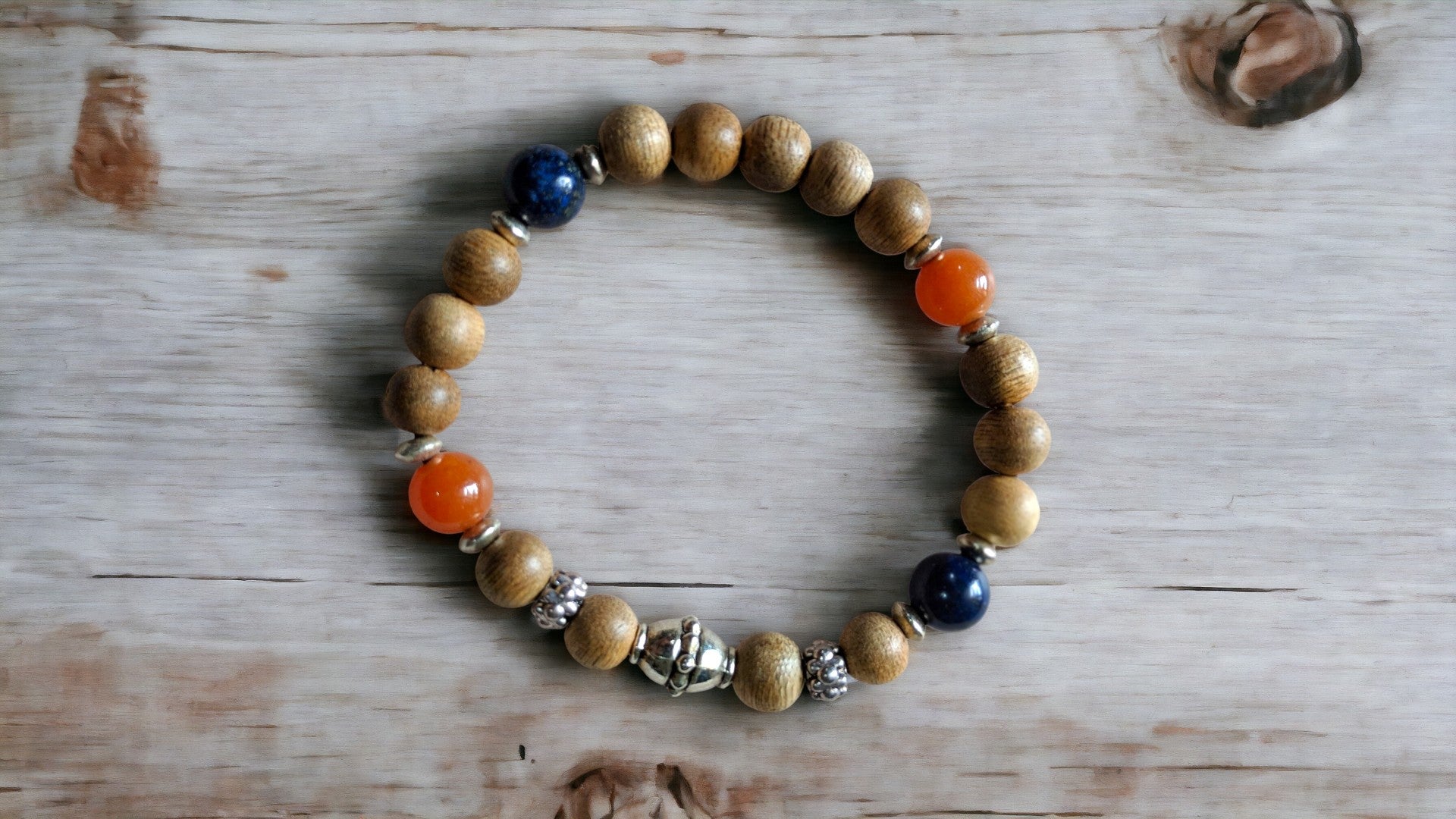 *New* The 4 Elements Metal, Wood, Water, Fire cultivated agarwood gemstone bracelet