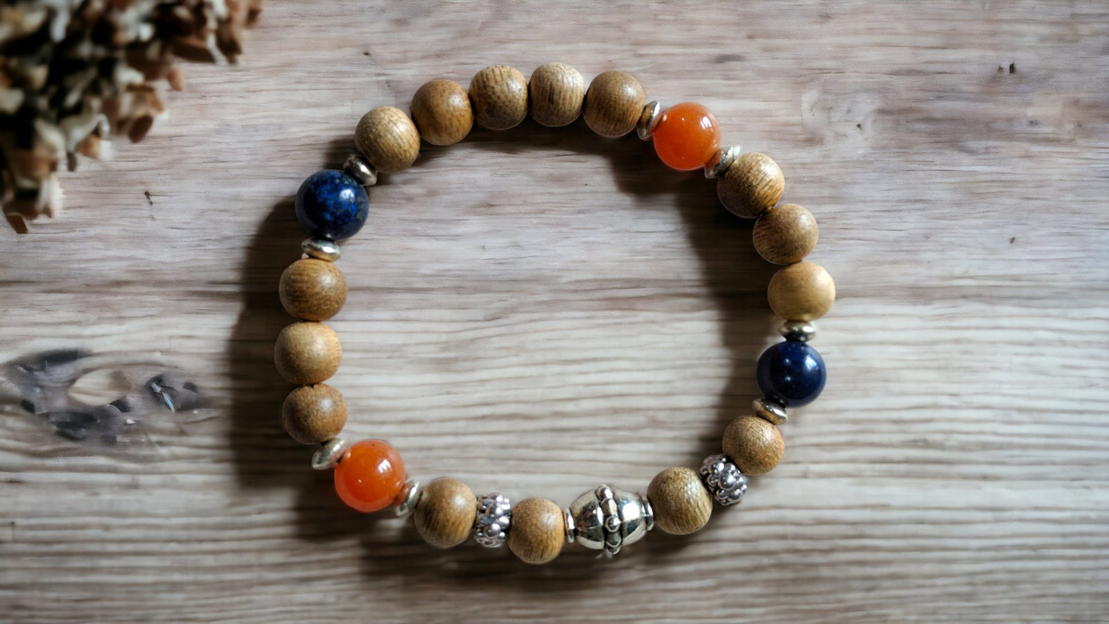 *New* The 4 Elements Metal, Wood, Water, Fire cultivated agarwood gemstone bracelet