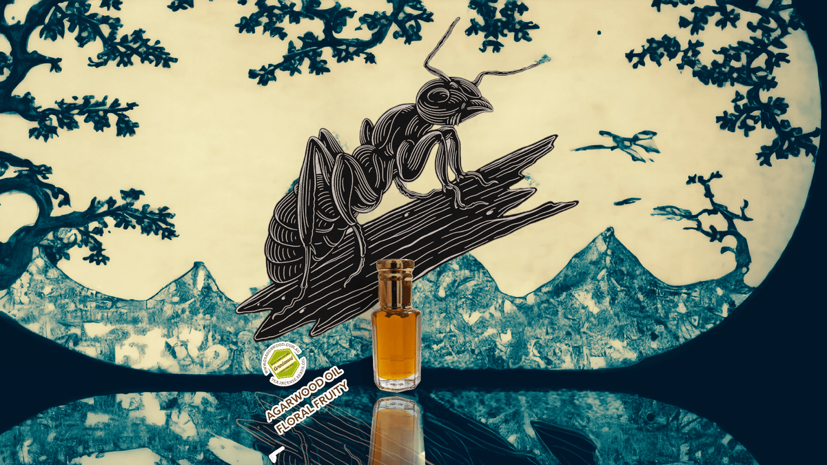 Antgarwood Oil- 100% pure essential Oud oil-grown by ants - AAO1: Floral Fruity Woody Agarwood / 6ml