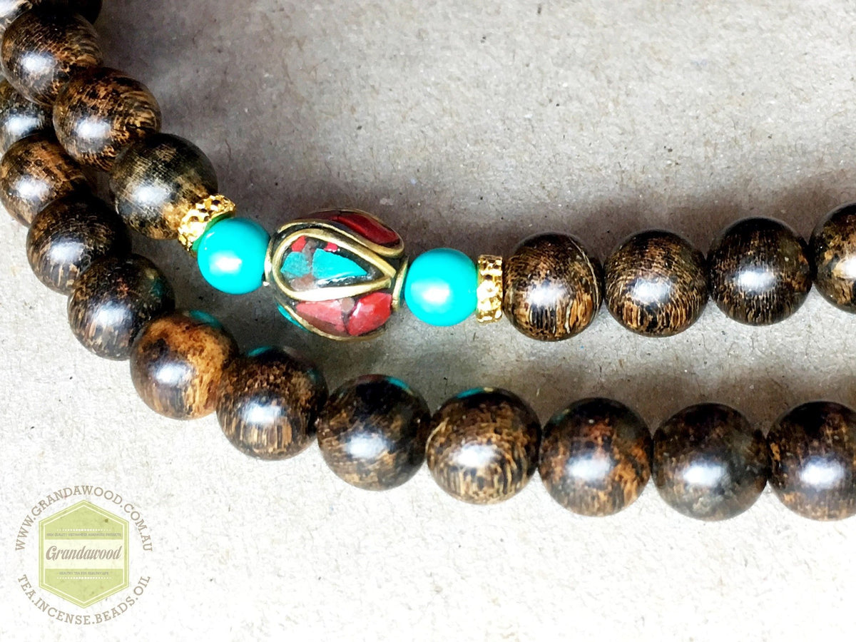 SOLD- Agarwood Mala 108 mixed with Nepalese beads -