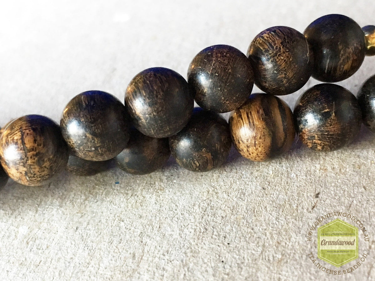 SOLD- Agarwood Mala 108 mixed with Nepalese beads -