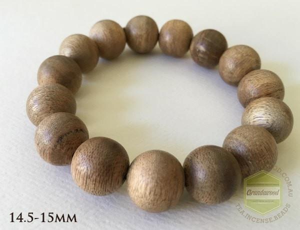 Vietnamese Cultivated Agarwood Bracelet bead size 15 mm-19 mm - 14.5-15mm