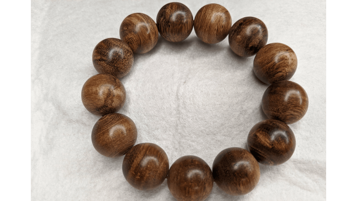Double Dragon SL Wild Agarwood Bracelet 13 beads 18mm 29g -
