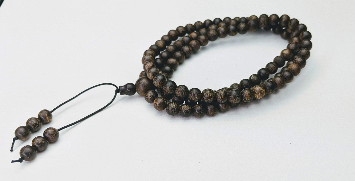 Fortune and Wealth Attractor - Wild Agarwood 108 mala from Borneo 6mm 13g -