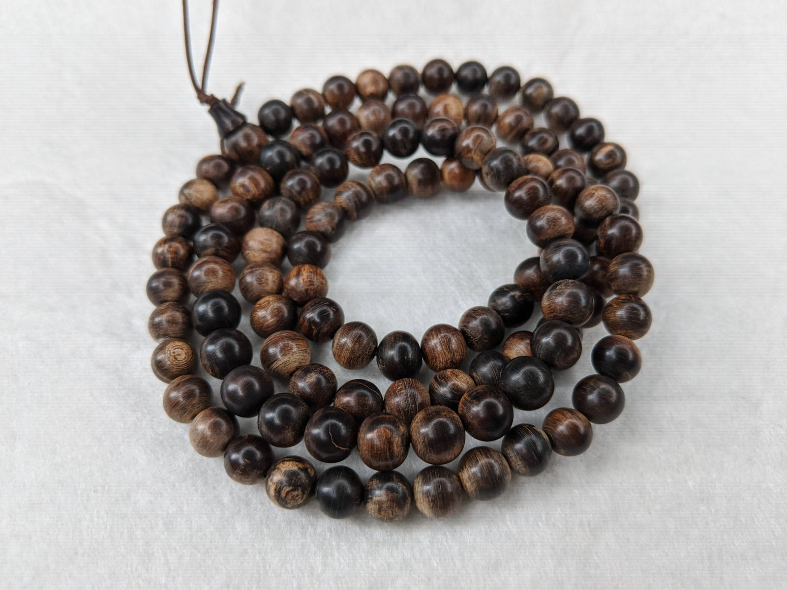 Resin coated Indo Agarwood Mala Prayer beads, Meditation Necklace 108 Wild Agarwood Mala Beads -