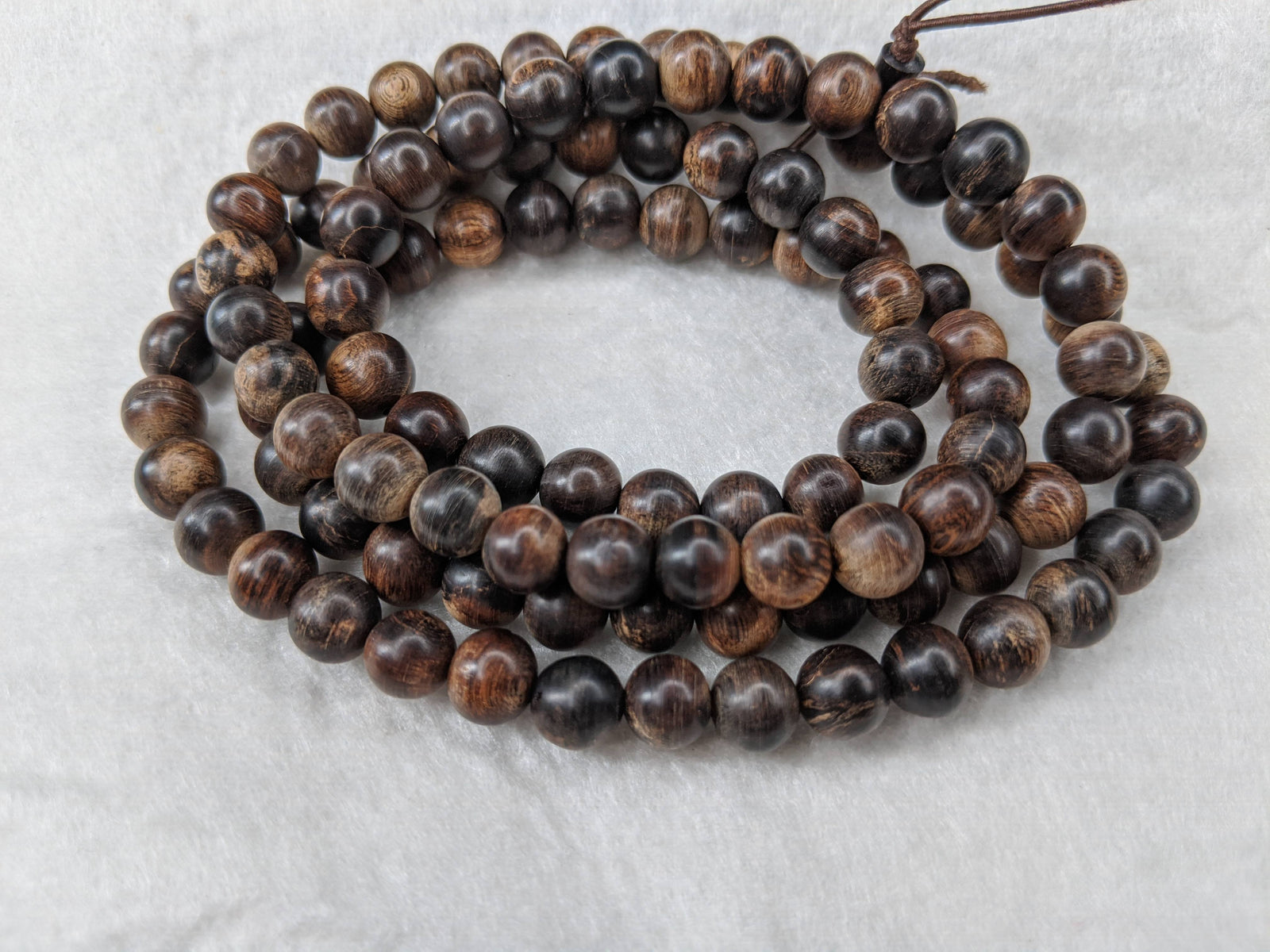 Resin coated Indo Agarwood Mala Prayer beads, Meditation Necklace 108 Wild Agarwood Mala Beads -