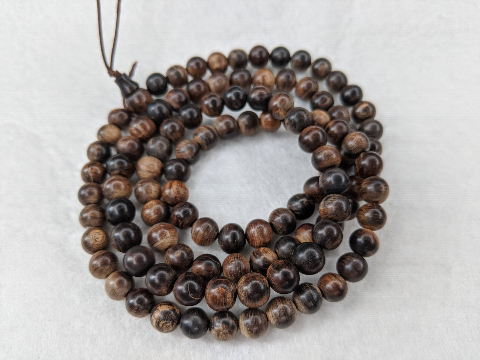 Resin coated Indo Agarwood Mala Prayer beads, Meditation Necklace 108 Wild Agarwood Mala Beads -