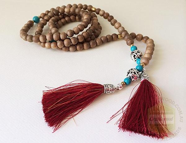 Necklace- Moroccan Inspired Lariat Agarwood Turquoise gemstones -