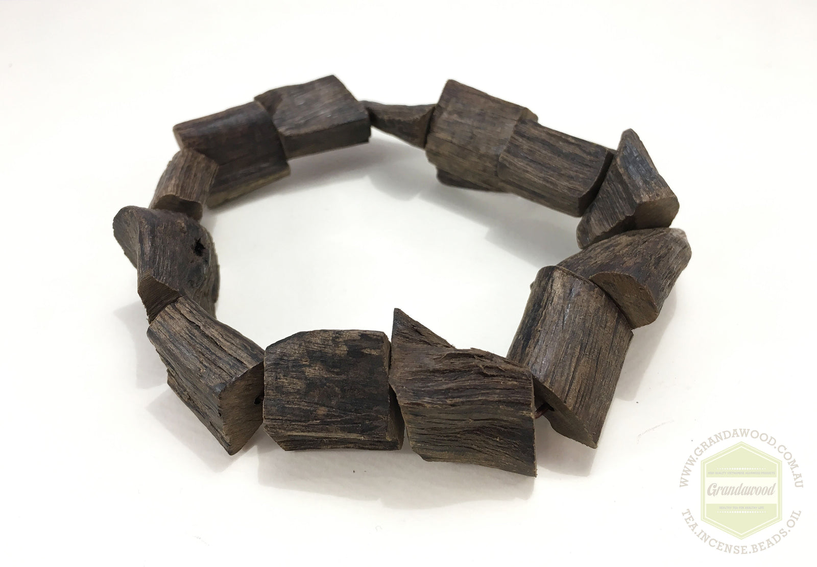 The Broken Beauty: Wild Raw Sinking Agarwood Bracelet non-bead -