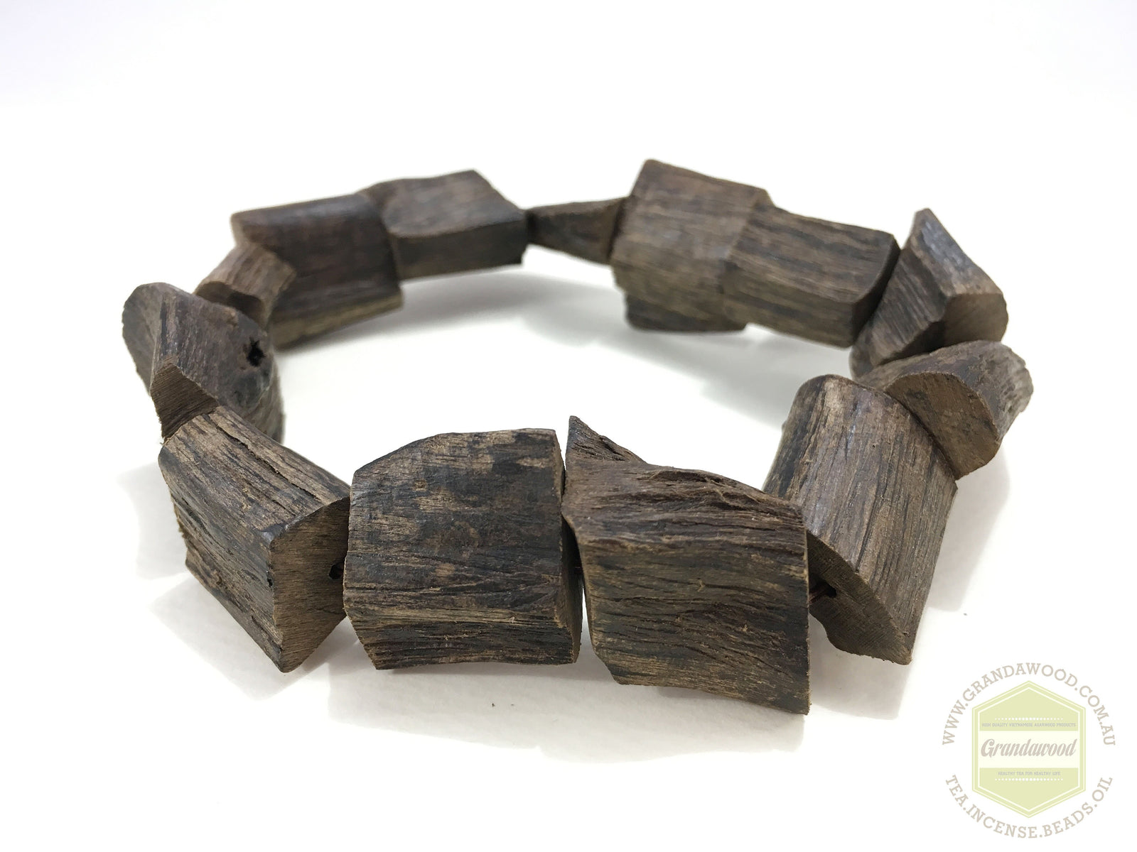 The Broken Beauty: Wild Raw Sinking Agarwood Bracelet non-bead -