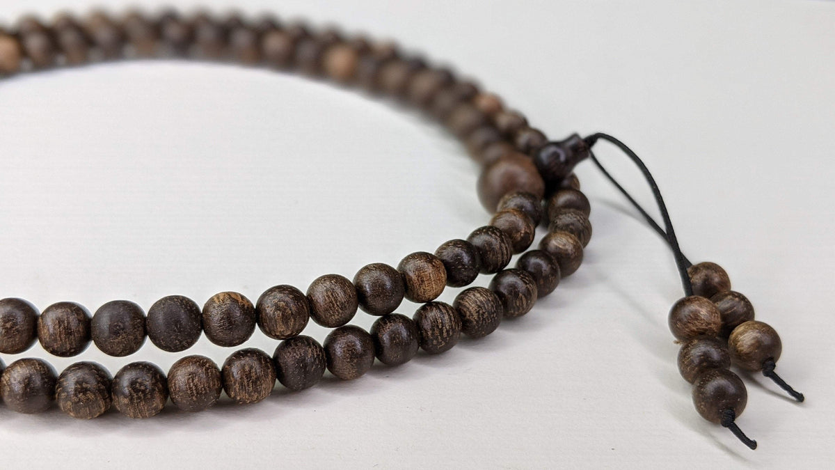 Fortune and Wealth Attractor - Wild Agarwood 108 mala from Borneo 6mm 13g -