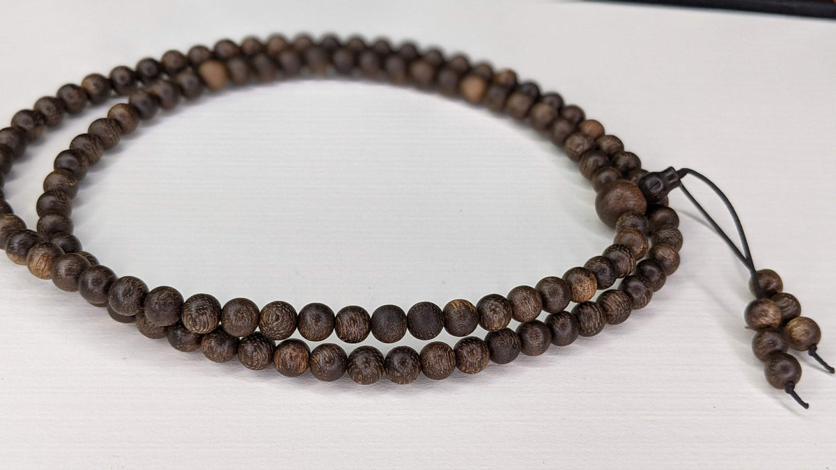 Fortune and Wealth Attractor - Wild Agarwood 108 mala from Borneo 6mm 13g -