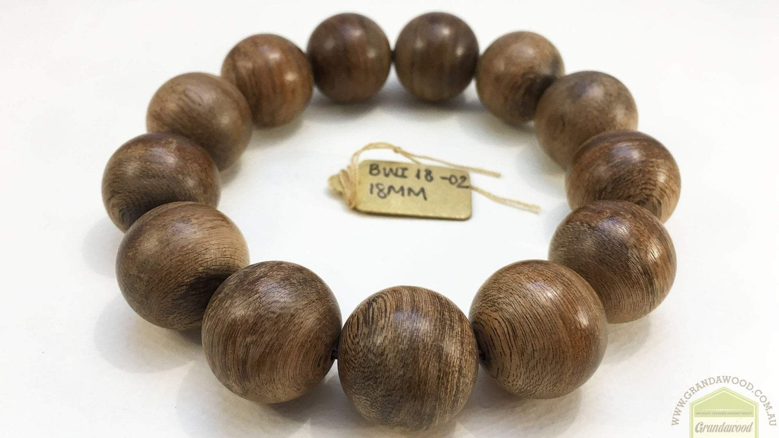 Premium Handmade Wild Agarwood Bracelet 18mm - Sand-polished finish -