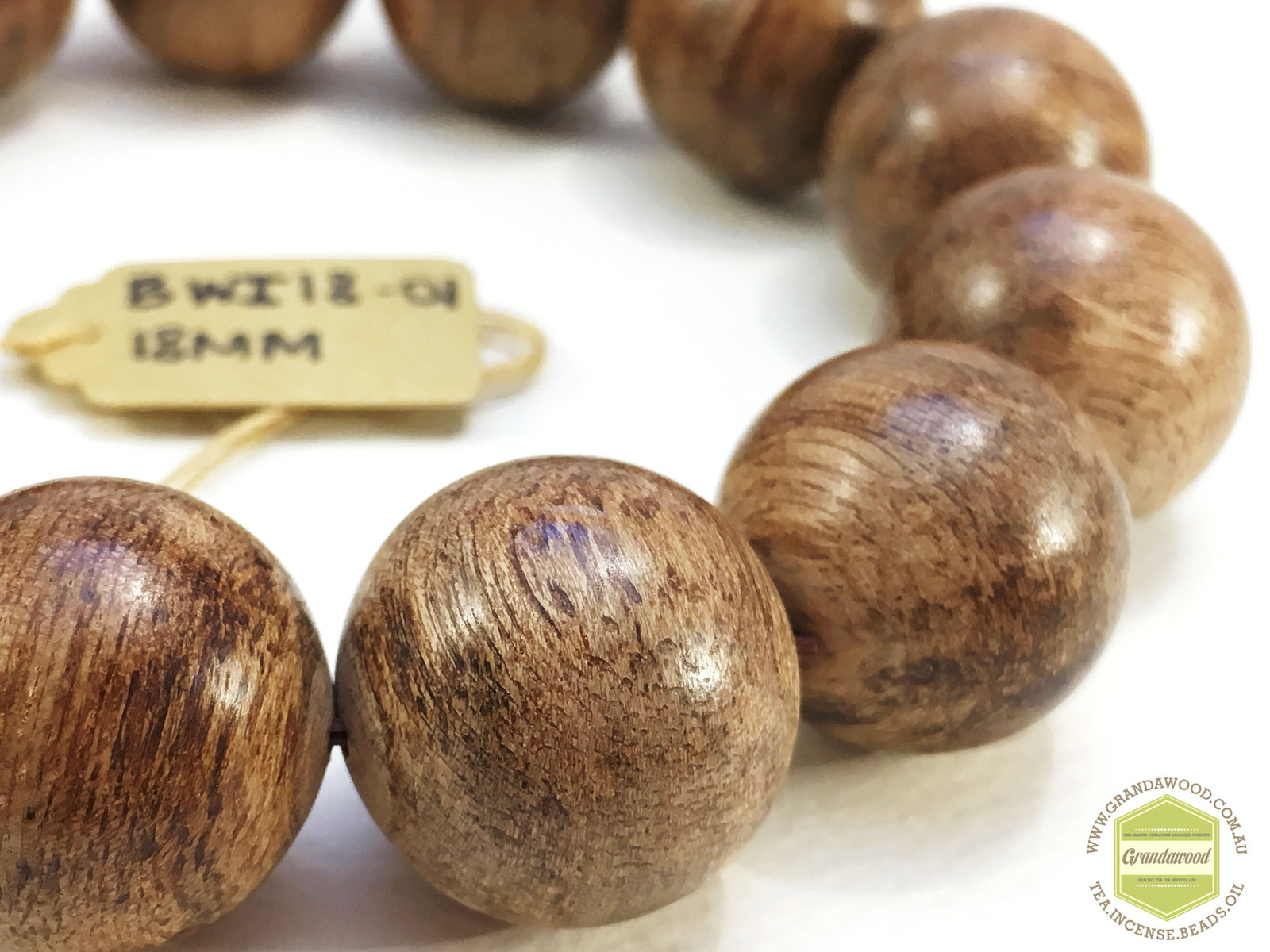 Premium Handmade Wild Agarwood Bracelet 18mm - Sand-polished finish -