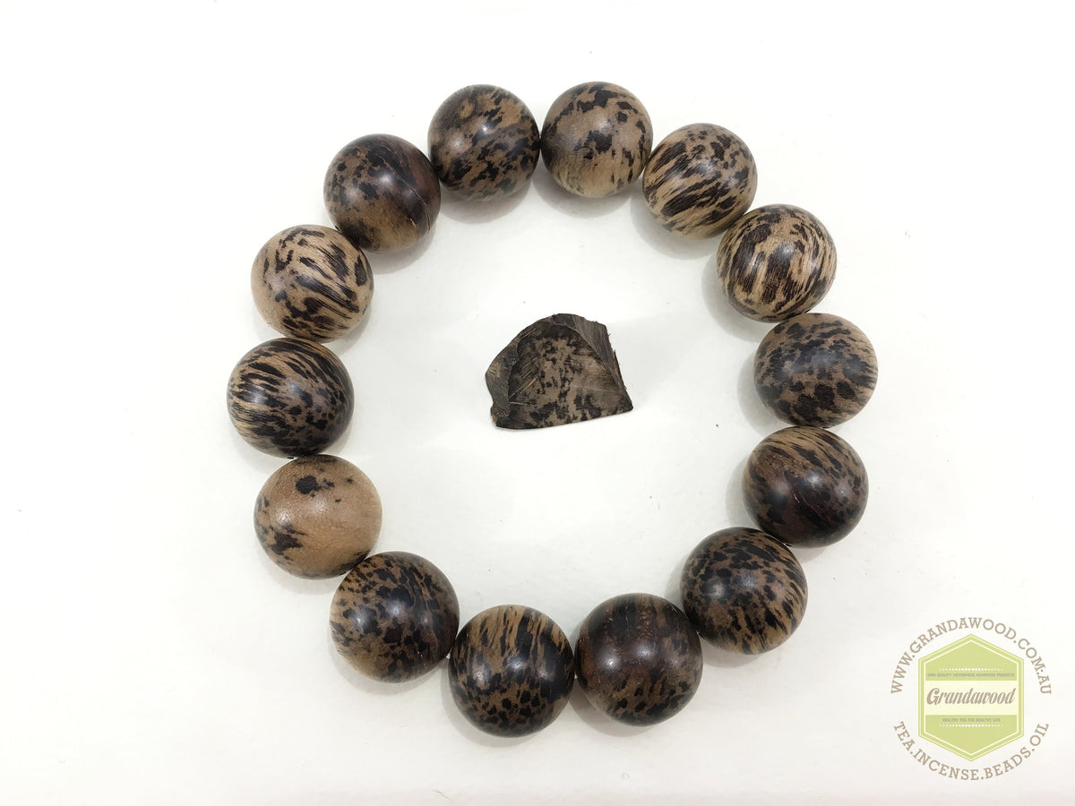 SOLD *New* The Snow Leopard: Wild Agarwood Bracelet 29g 16mm -