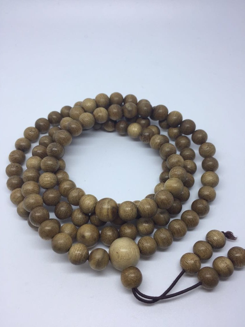 SOLD- The Radiant Wild Agarwood (gaharu) 108 mala necklace -