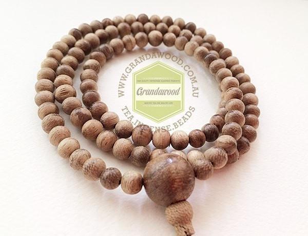 SOLD- Wild Agarwood natural prayer 108 mala beads from Papua New Guinea (PNG) 6mm -