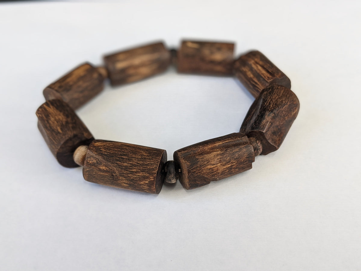 Style of the nature: Raw Wild Sinking Agarwood Bracelet made from small tree branches -