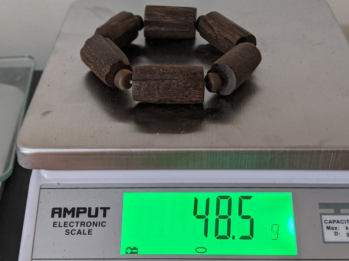 Style of the nature: Raw Wild Sinking Agarwood Bracelet made from small tree branches -