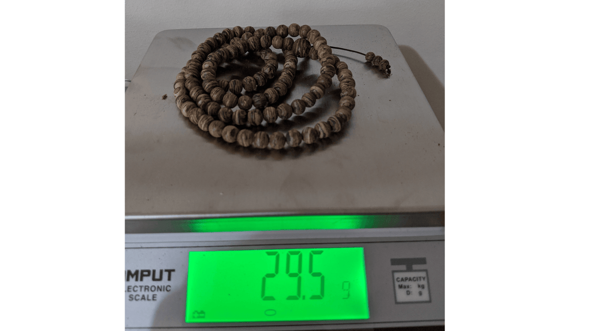 The Tarakan Tiger - Wild Agarwood 108 mala from North Kalimantan 8mm over 29g -