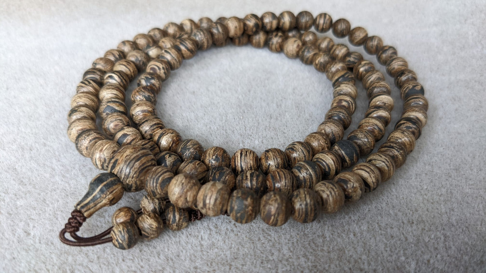 The Tarakan Tiger - Wild Agarwood 108 mala from North Kalimantan 8mm over 29g -