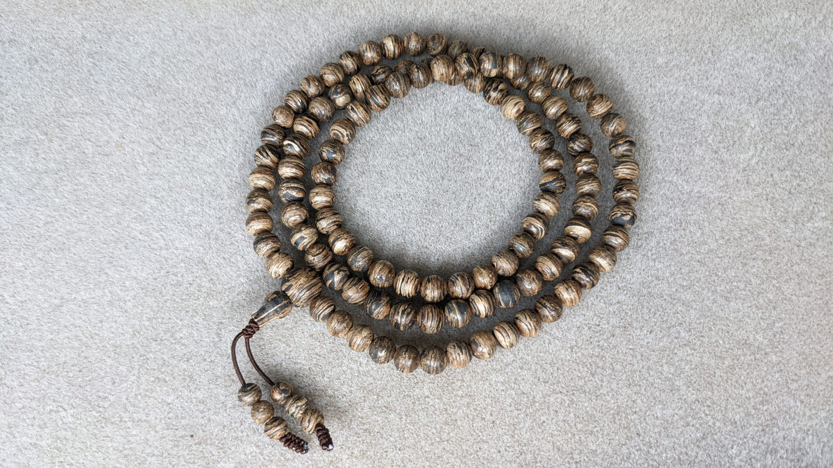 The Tarakan Tiger - Wild Agarwood 108 mala from North Kalimantan 8mm over 29g -