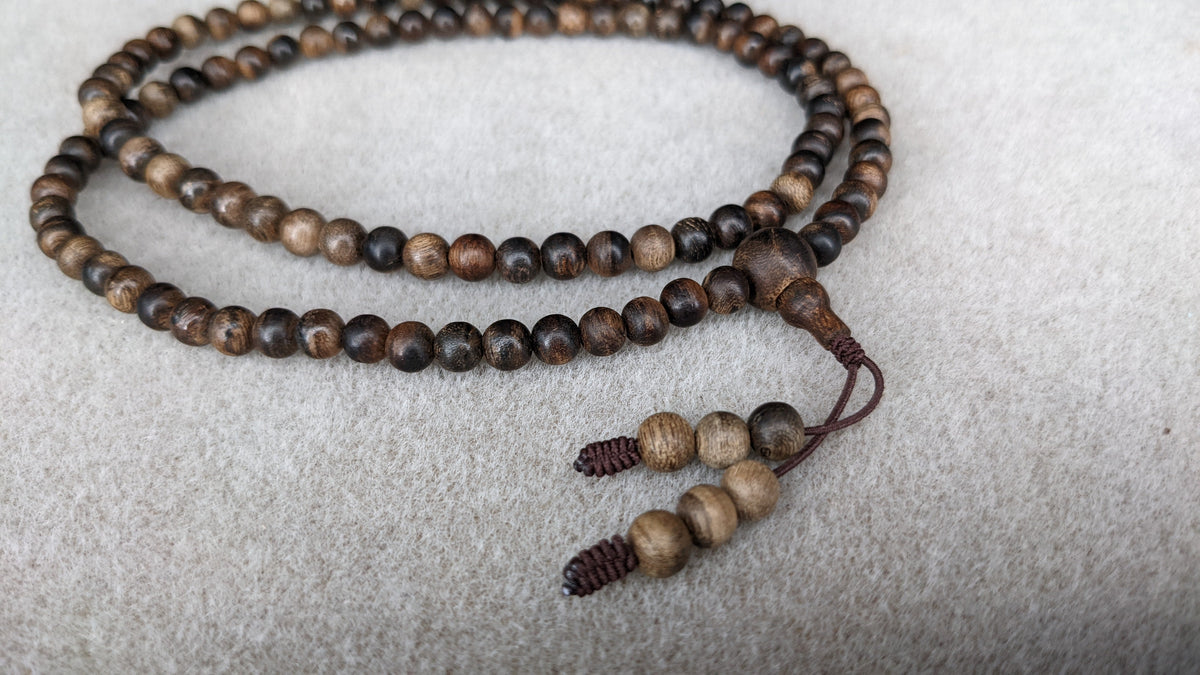 Three Sinking Treasures - Sinking Wild Agarwood 108 mala and Wild Agarwood Bracelet -