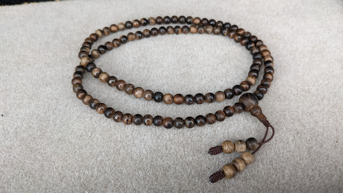 Three Sinking Treasures - Sinking Wild Agarwood 108 mala and Wild Agarwood Bracelet -