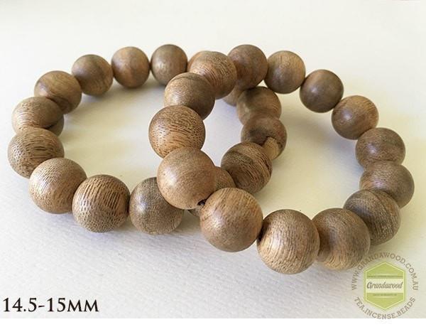Vietnamese Cultivated Agarwood Bracelet bead size 15 mm-19 mm - 14.5-15mm