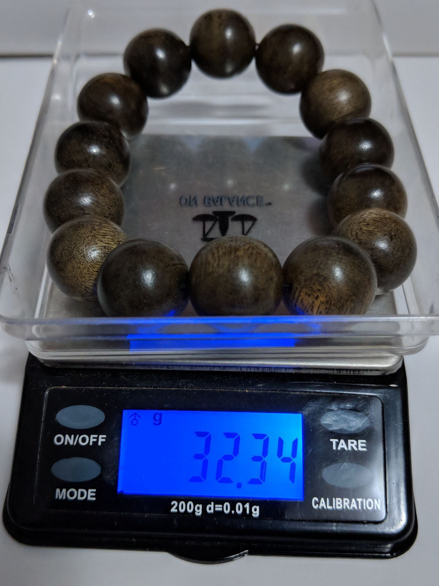 SOLD Wild Agarwood Bracelet made from heart wood 16mm 14 beads 32g - The Moonless -