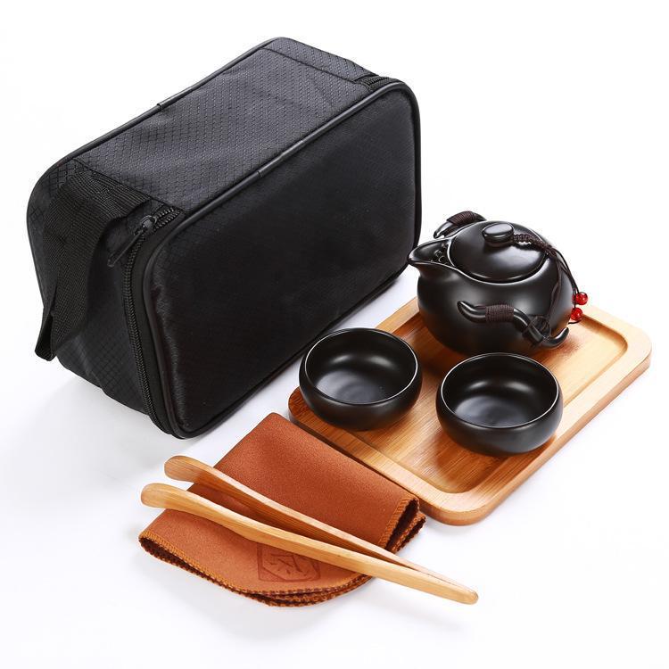 Contemporary Kungfu (Gong fu) teapot set available white or black - Black