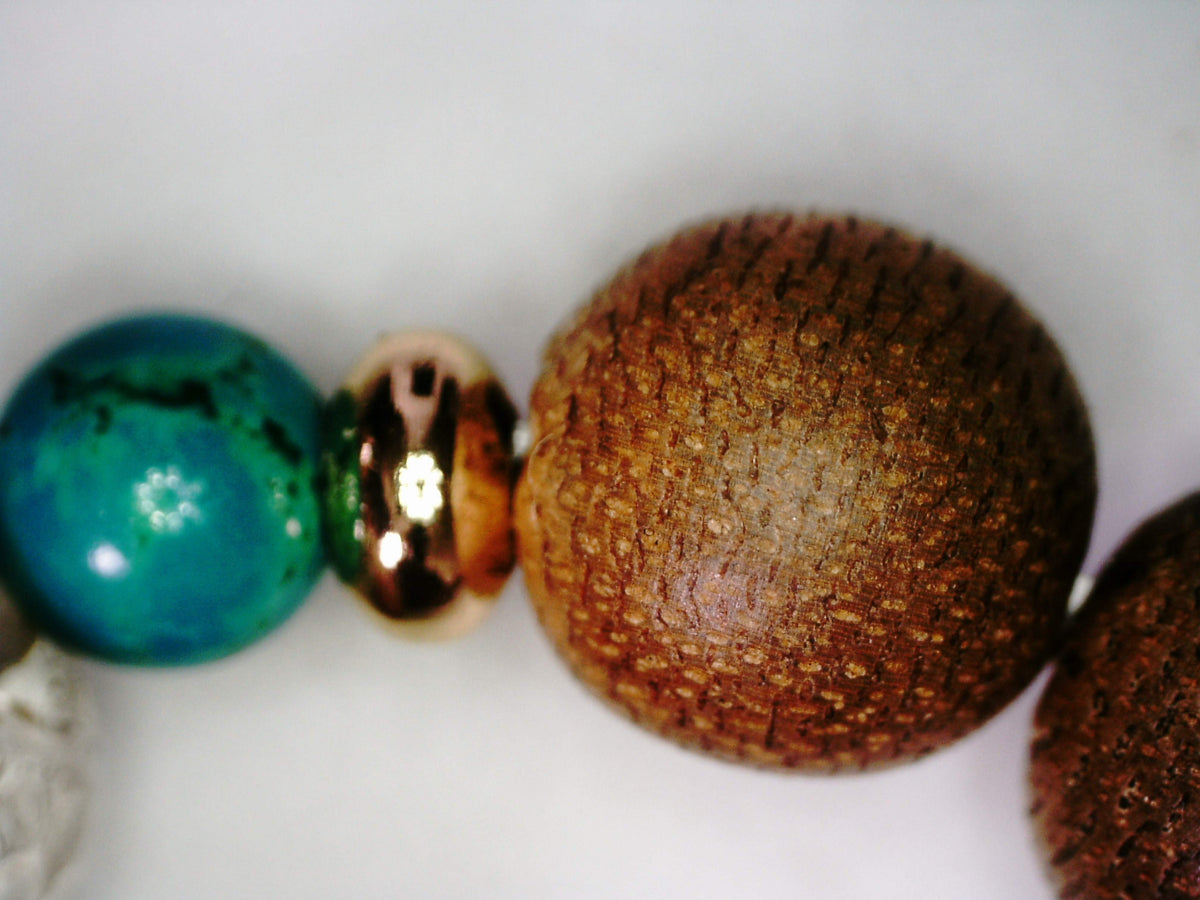 The Clarity - Cultivated agarwood 8mm bracelet with Tree of Life pedant, citrine and turquoise -