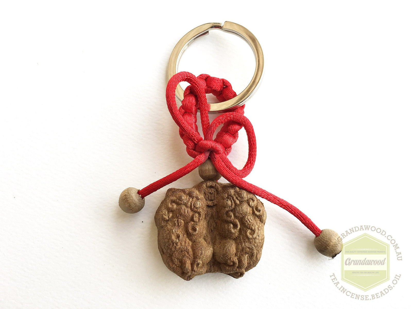 Agarwood key fob- Pair of Pi Yao (Pi Xiu) Mythical Winged Lion -