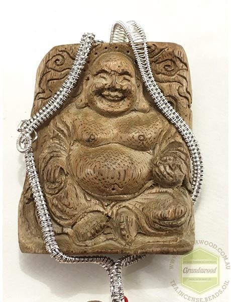 Happy (Laughing) Buddha Wild Agarwood Car Decor with Silver Hanger - Buddha 1