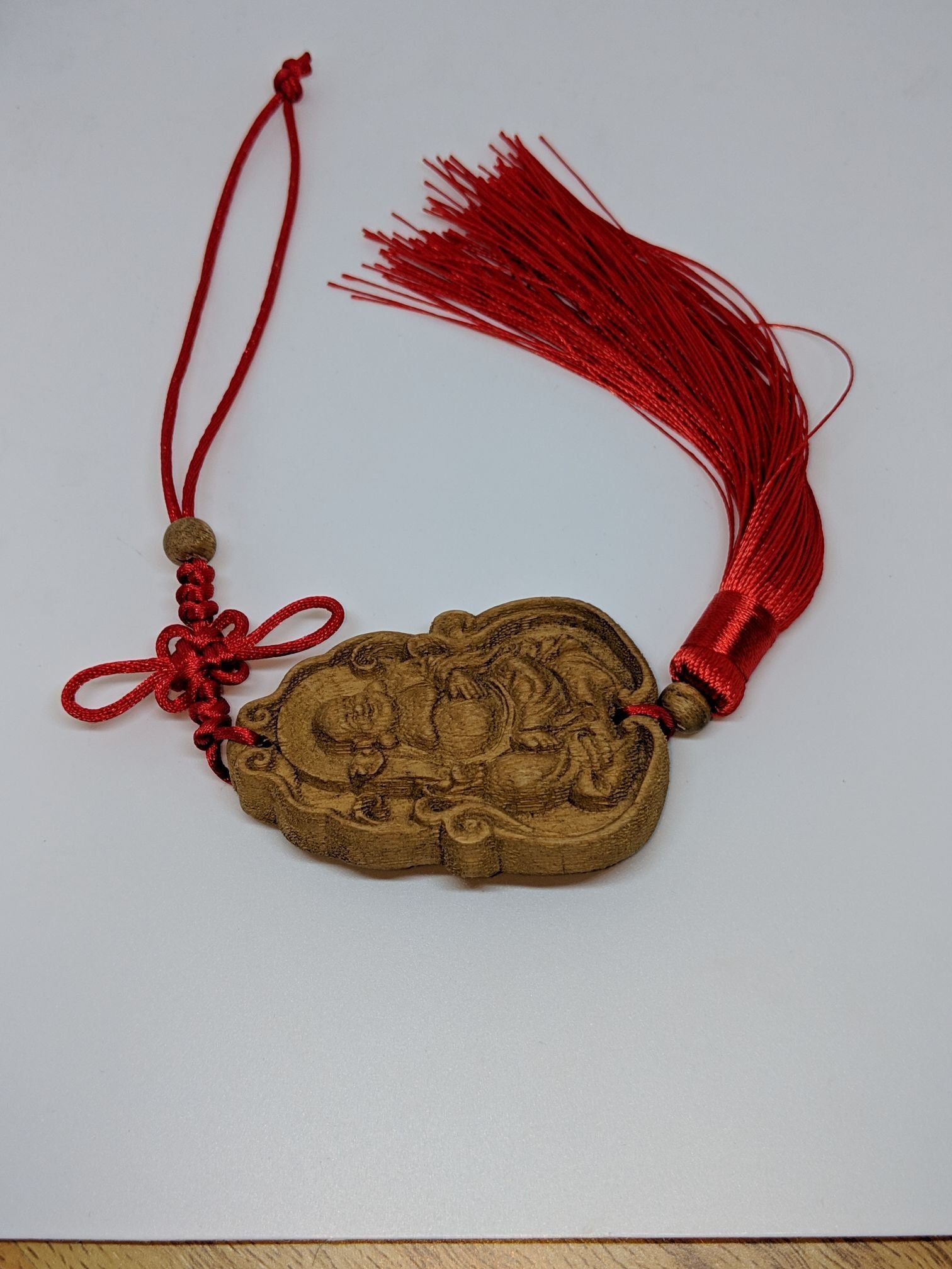 Cultivated Agarwood Key Hanger Charm Guan Yin Avalokitesvara, Happy Buddha -