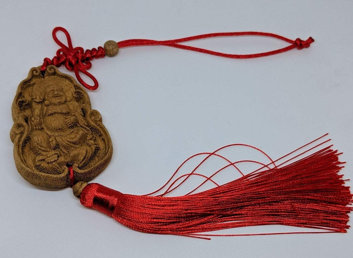 Cultivated Agarwood Key Hanger Charm Guan Yin Avalokitesvara, Happy Buddha -