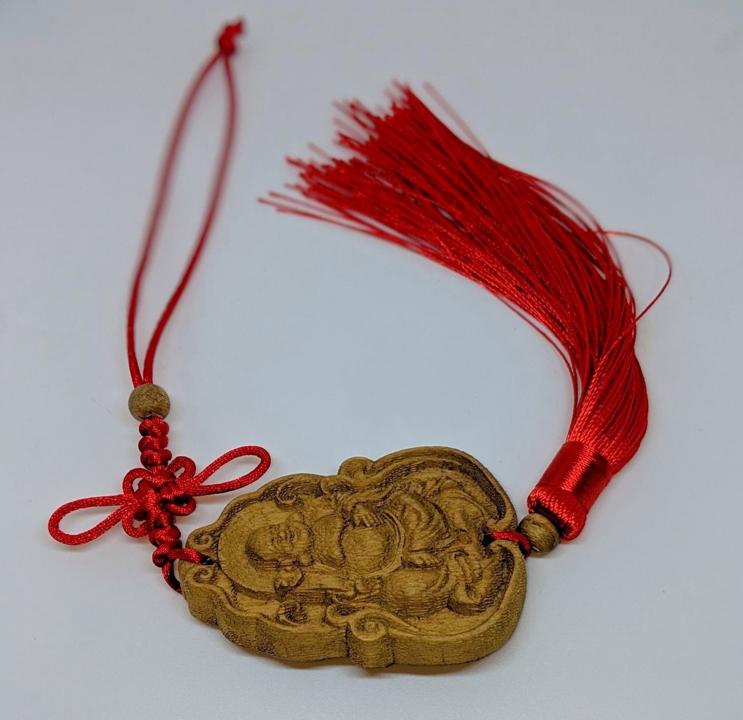 Cultivated Agarwood Key Hanger Charm Guan Yin Avalokitesvara, Happy Buddha -