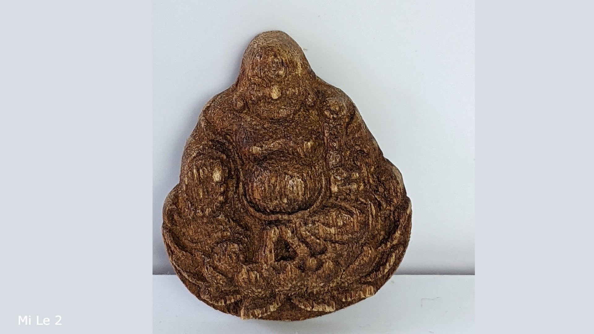 Cultivated Agarwood Pendant Guan Yin The Goddess of Mercy and Mi Le Laughing Buddha - Mi Le 2 w 2.9g
