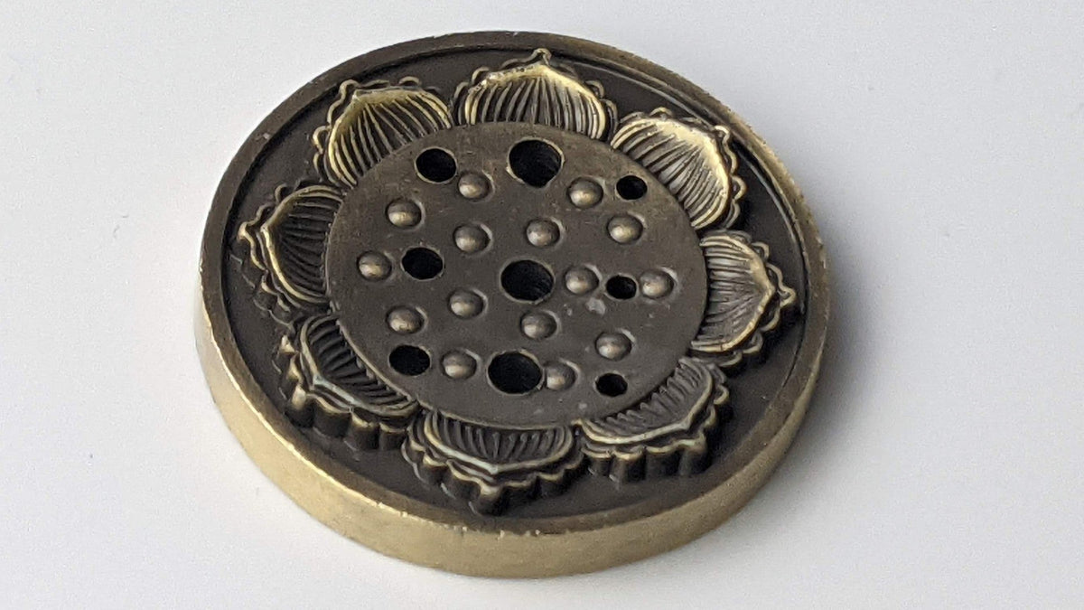 Flat Lotus Sutra Incense Holder 9 holes - Copper